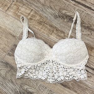 VS Pink Lace Bra White